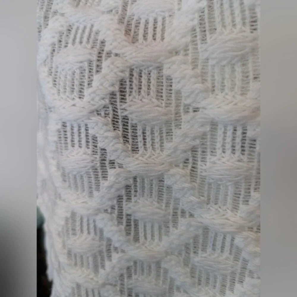Vintage 60s Mid Century Bohemian White Fringe Shawl Made In Japan